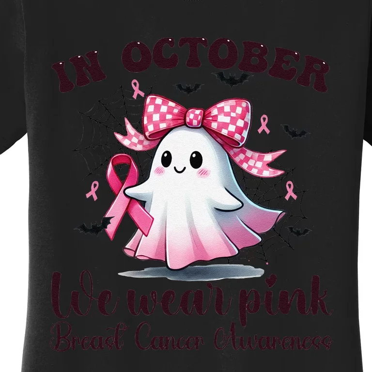 Halloween In October We Wear P.Ink Breast Cancer Awareness Gift Women's T-Shirt