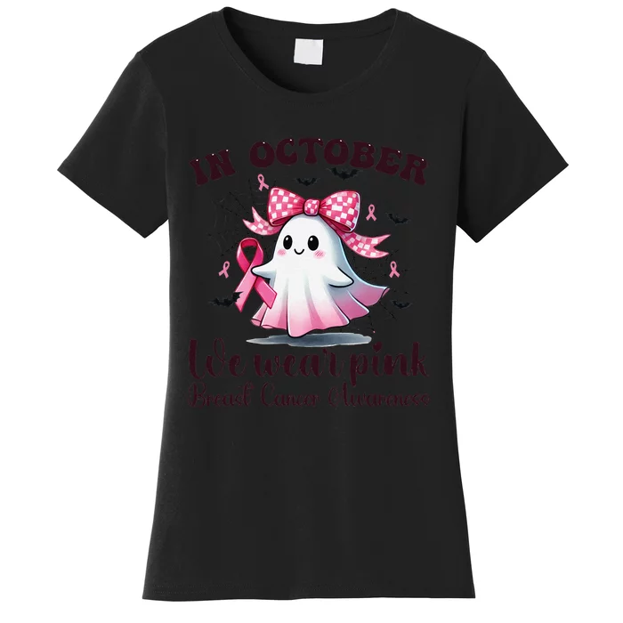 Halloween In October We Wear P.Ink Breast Cancer Awareness Gift Women's T-Shirt