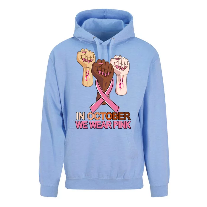 Hand In October We Wear Pink Breast Cancer Awareness Month TShirt Unisex Surf Hoodie