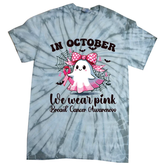 Halloween In October We Wear Breast Cancer Awareness Tie-Dye T-Shirt