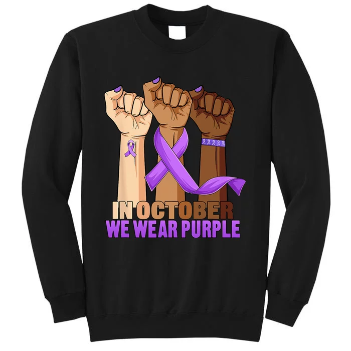 Hand In October Purple Dv Domestic Violence Awareness Month Tall Sweatshirt