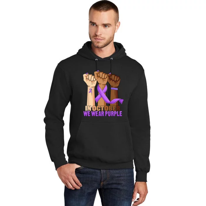 Hand In October Purple Dv Domestic Violence Awareness Month Tall Hoodie