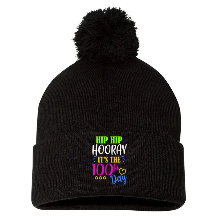 HIP HIP Hooray Its The 100th Day Of School Pom Pom 12in Knit Beanie