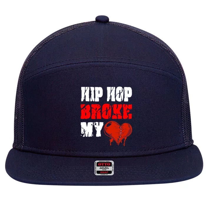 Hip Hop Broke My Heart 7 Panel Mesh Trucker Snapback Hat