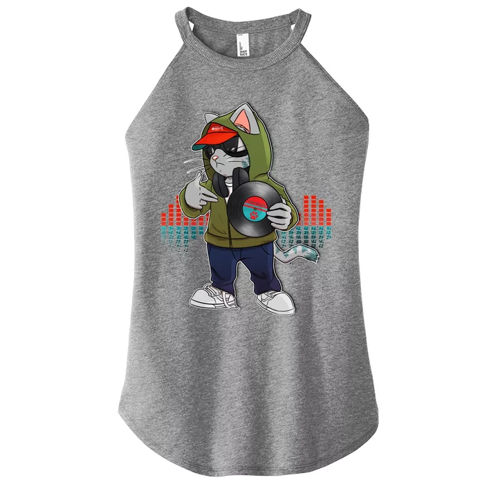 Hip Hop DJ Cat Catnip Records Women’s Perfect Tri Rocker Tank