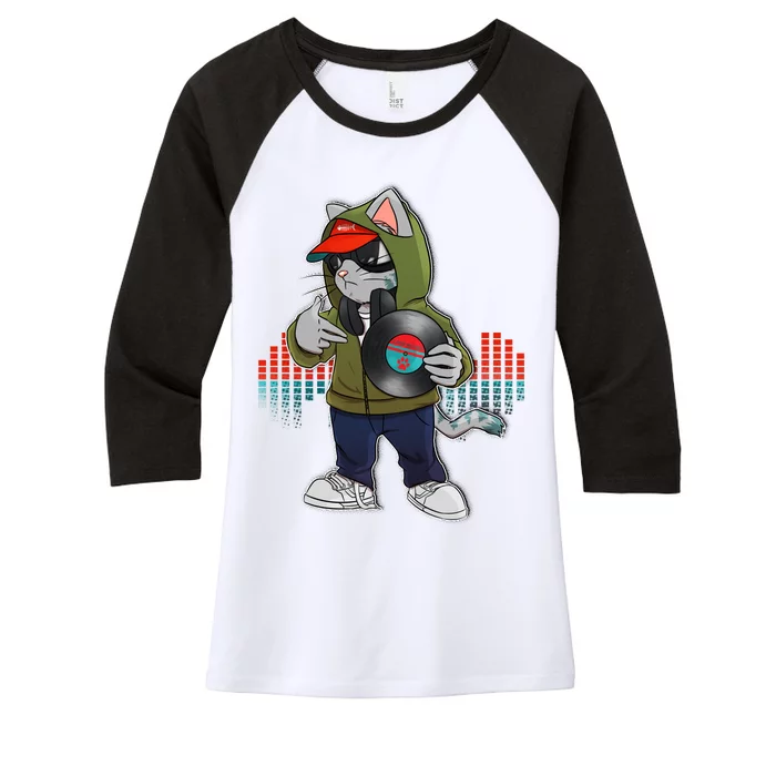 Hip Hop DJ Cat Catnip Records Women's Tri-Blend 3/4-Sleeve Raglan Shirt