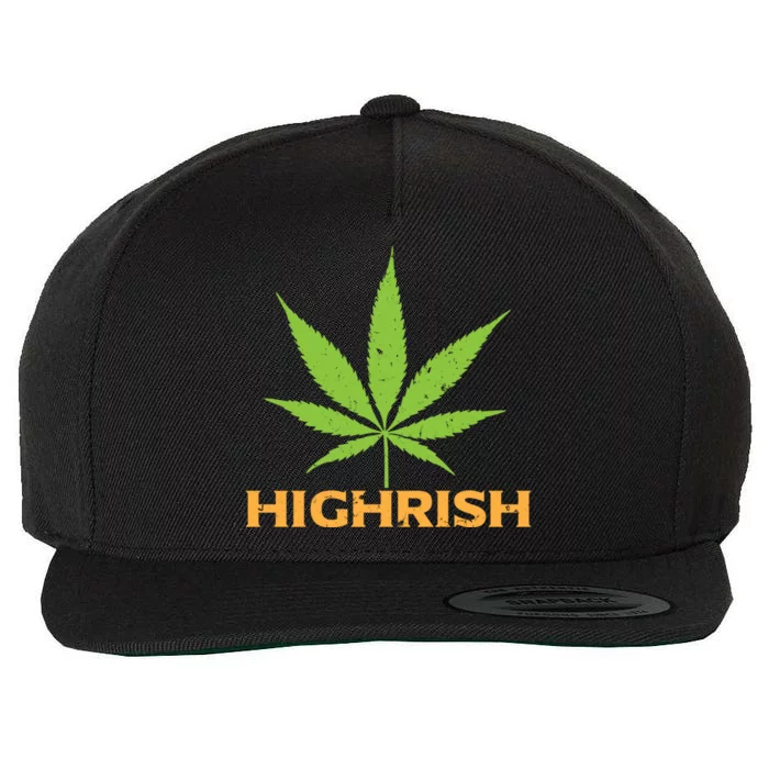 Highrish Irish Pot Leaf St Pattys Day Stoner Gift Wool Snapback Cap