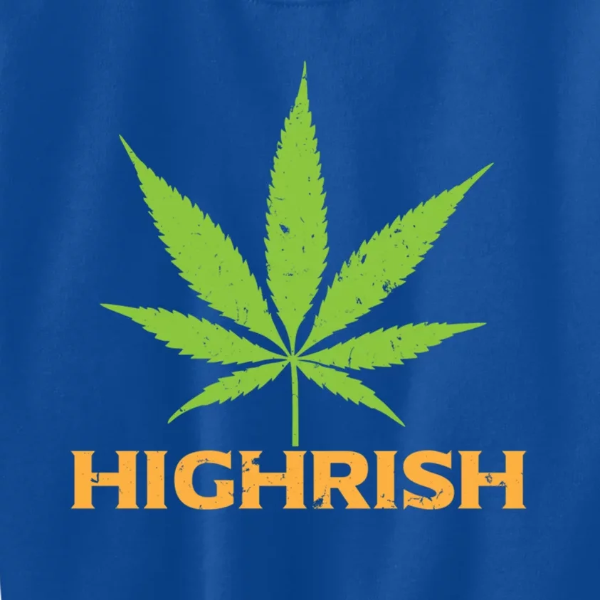 Highrish Irish Pot Leaf St Pattys Day Stoner Gift Kids Sweatshirt