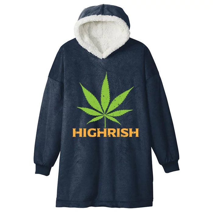 Highrish Irish Pot Leaf St Pattys Day Stoner Gift Hooded Wearable Blanket