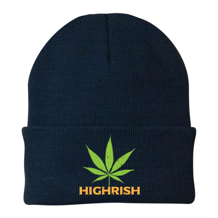 Highrish Irish Pot Leaf St Pattys Day Stoner Gift Cool Gift Knit Cap Winter Beanie