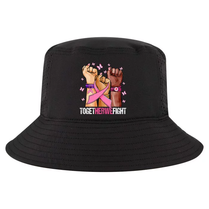 Hand In Pink Ribbon Together We Fight October Breast Cancer Cool Comfort Performance Bucket Hat