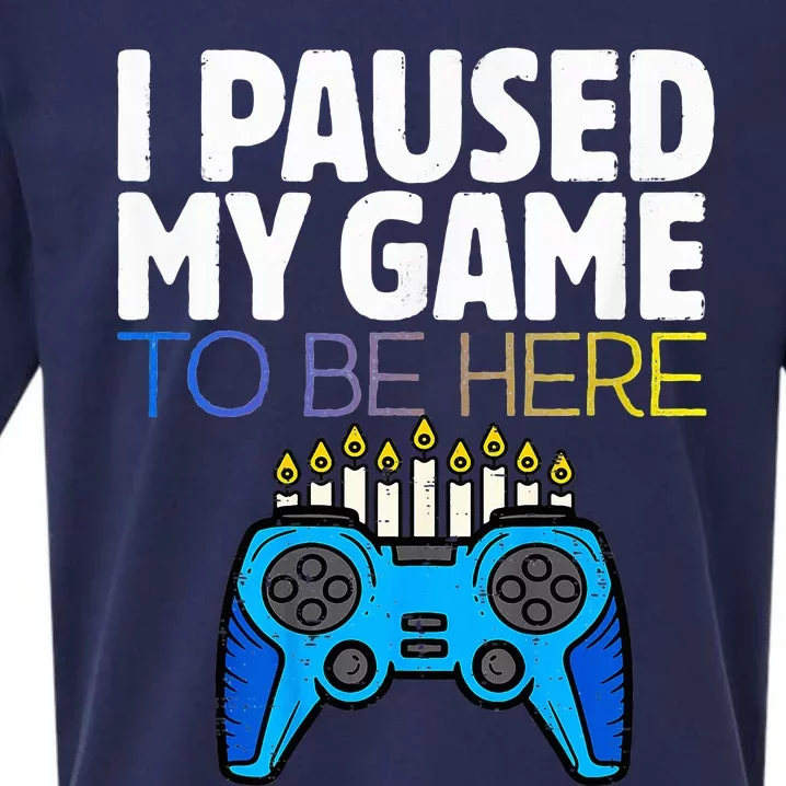 Hanukkah I Paused My Game to be here Controller Gamer Sueded Cloud Jersey T-Shirt