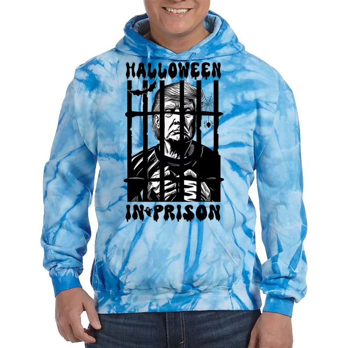 Halloween In Prison Funny Donald Trump Mug Shot Political Tie Dye Hoodie