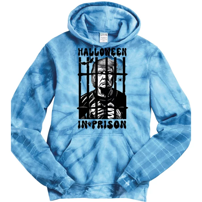 Halloween In Prison Funny Donald Trump Mug Shot Political Tie Dye Hoodie