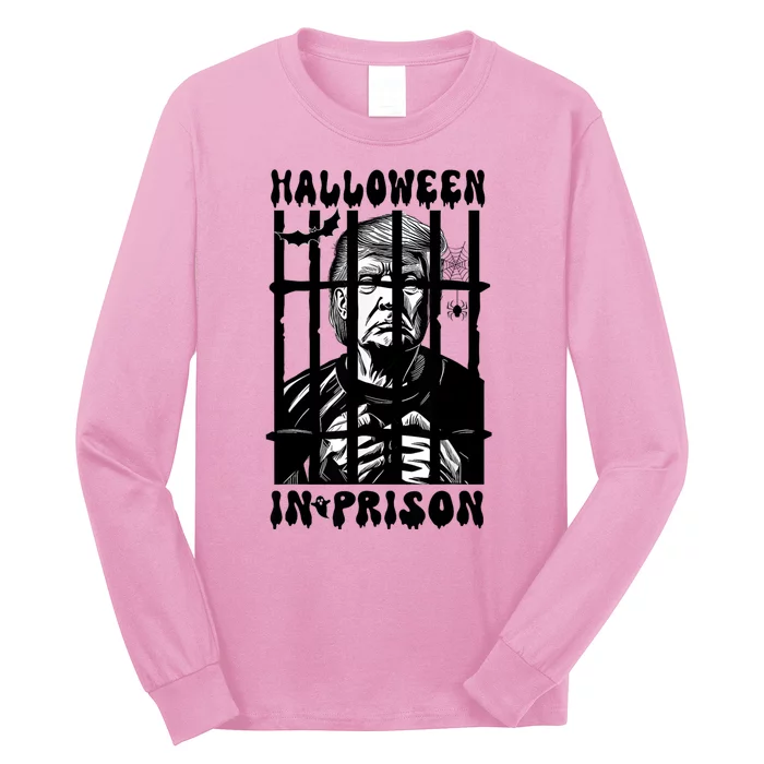 Halloween In Prison Funny Donald Trump Mug Shot Political Long Sleeve Shirt