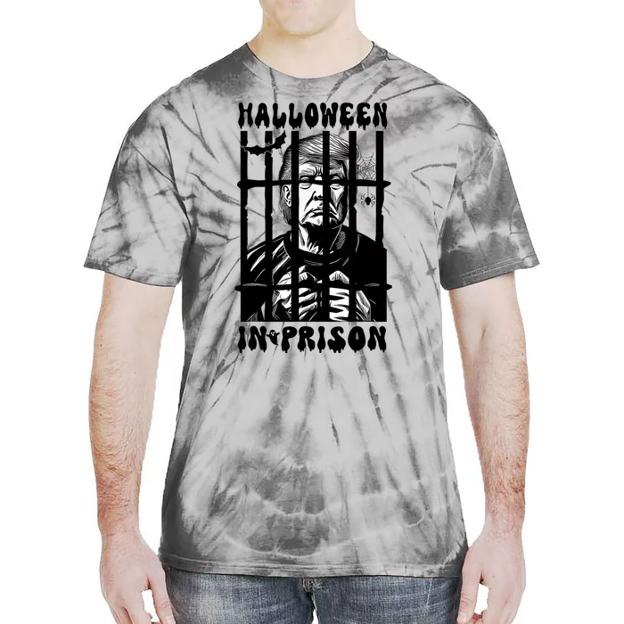 Halloween In Prison Funny Donald Trump Mug Shot Political Tie-Dye T-Shirt