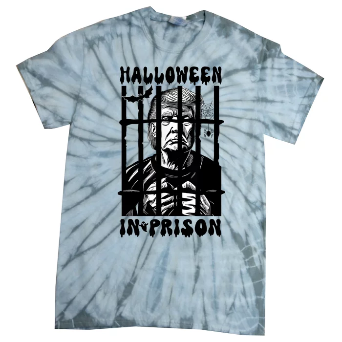 Halloween In Prison Funny Donald Trump Mug Shot Political Tie-Dye T-Shirt