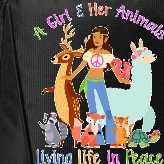 Hippie Girl And Her Animals Living Life City Backpack