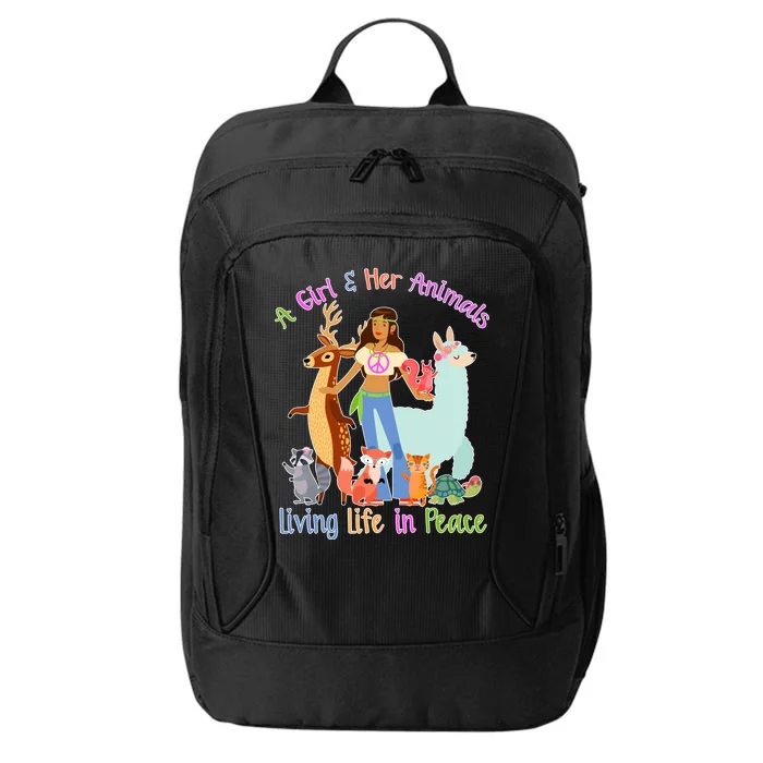 Hippie Girl And Her Animals Living Life City Backpack