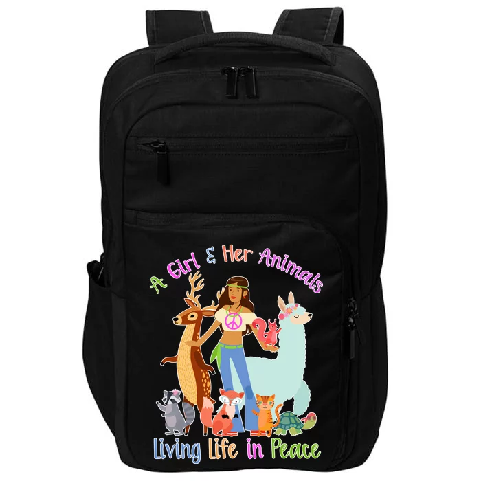 Hippie Girl And Her Animals Living Life Impact Tech Backpack