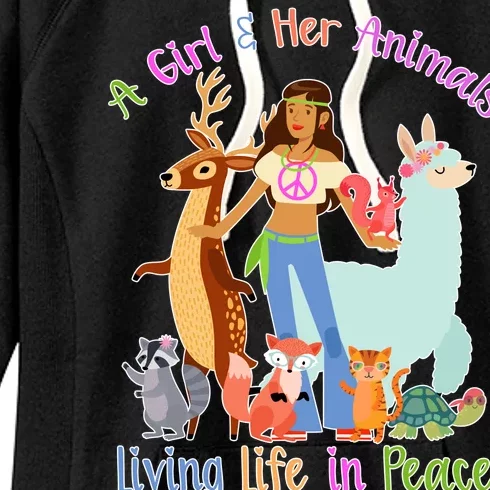 Hippie Girl And Her Animals Living Life Women's Fleece Hoodie