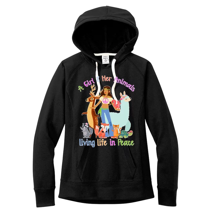 Hippie Girl And Her Animals Living Life Women's Fleece Hoodie