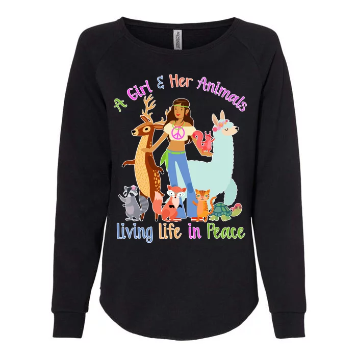 Hippie Girl And Her Animals Living Life Womens California Wash Sweatshirt