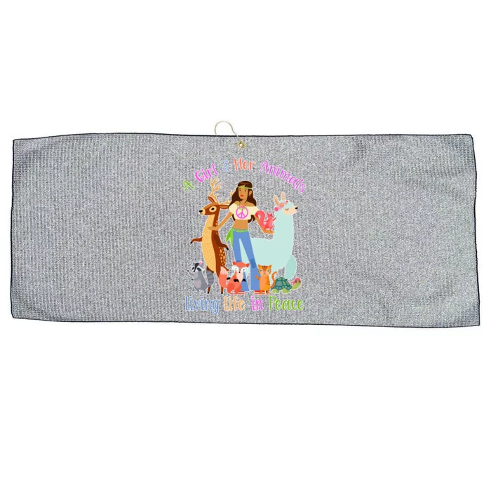 Hippie Girl And Her Animals Living Life Large Microfiber Waffle Golf Towel