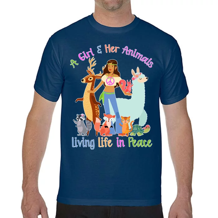 Hippie Girl And Her Animals Living Life Comfort Colors T-Shirt