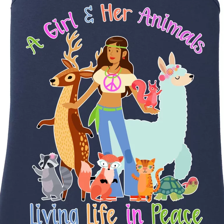 Hippie Girl And Her Animals Living Life Ladies Essential Tank