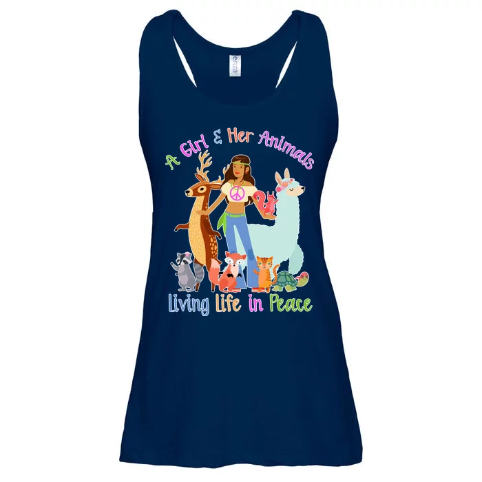 Hippie Girl And Her Animals Living Life Ladies Essential Flowy Tank