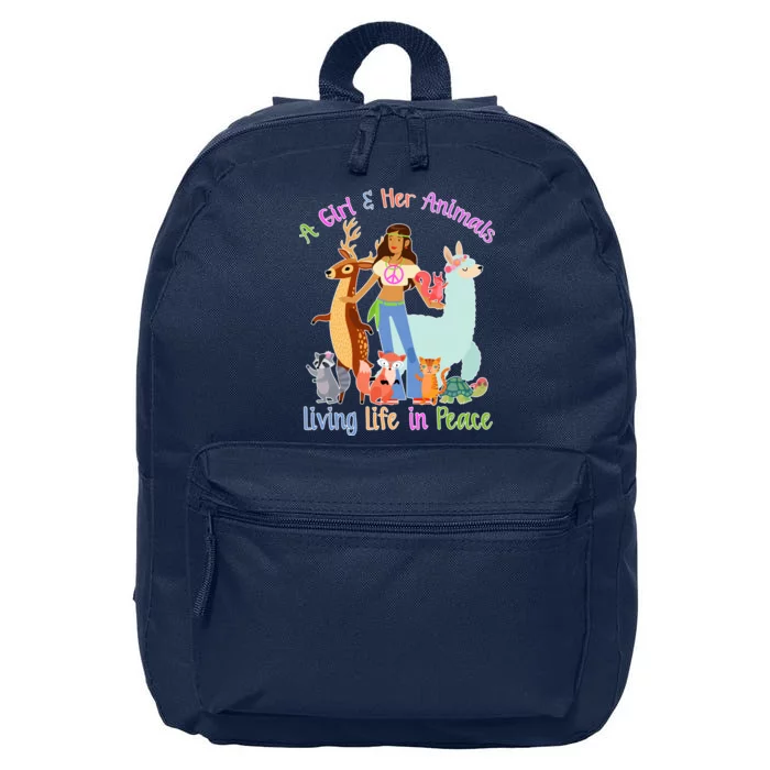 Hippie Girl And Her Animals Living Life 16 in Basic Backpack