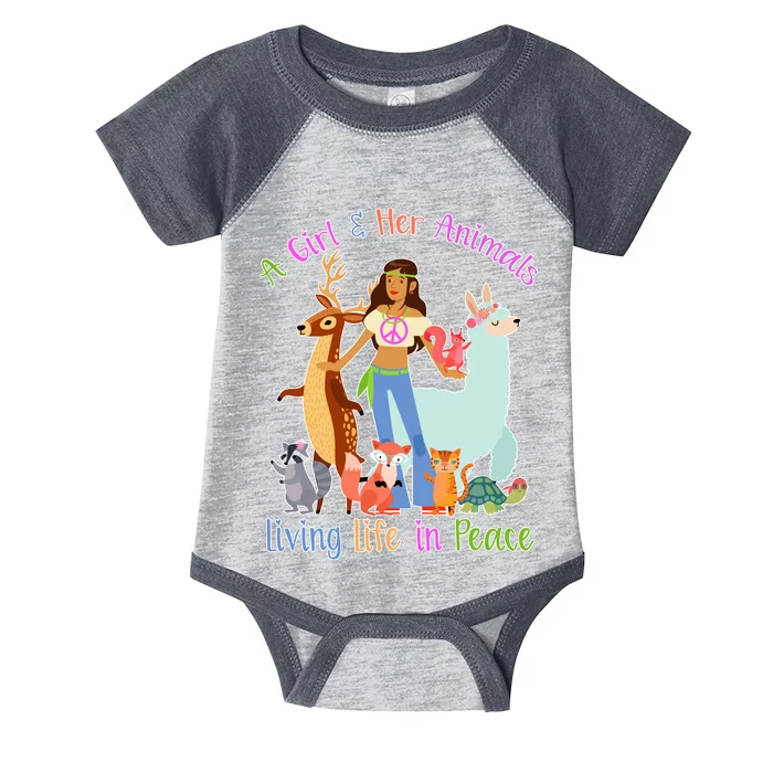 Hippie Girl And Her Animals Living Life Infant Baby Jersey Bodysuit