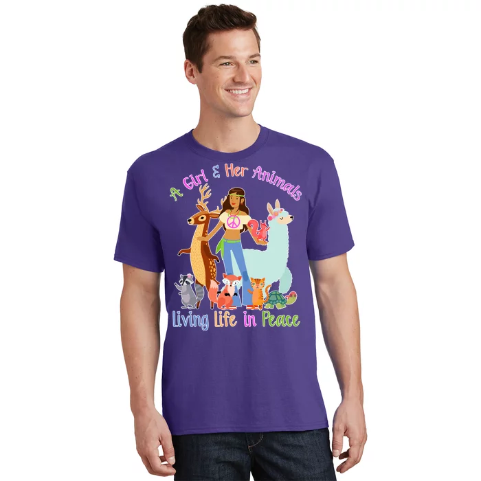 Hippie Girl And Her Animals Living Life T-Shirt
