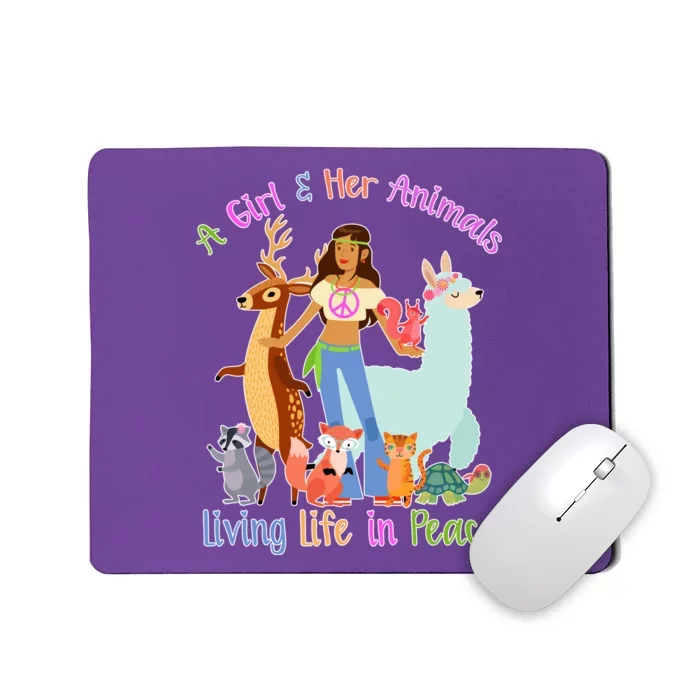 Hippie Girl And Her Animals Living Life Mousepad