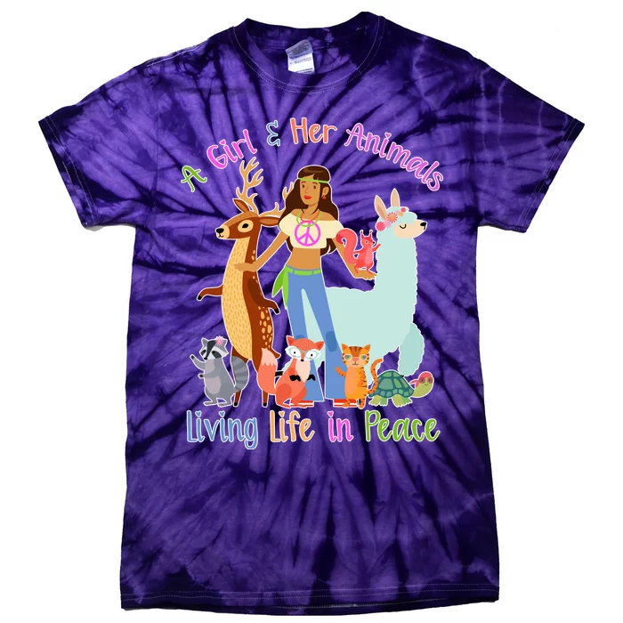 Hippie Girl And Her Animals Living Life Tie-Dye T-Shirt