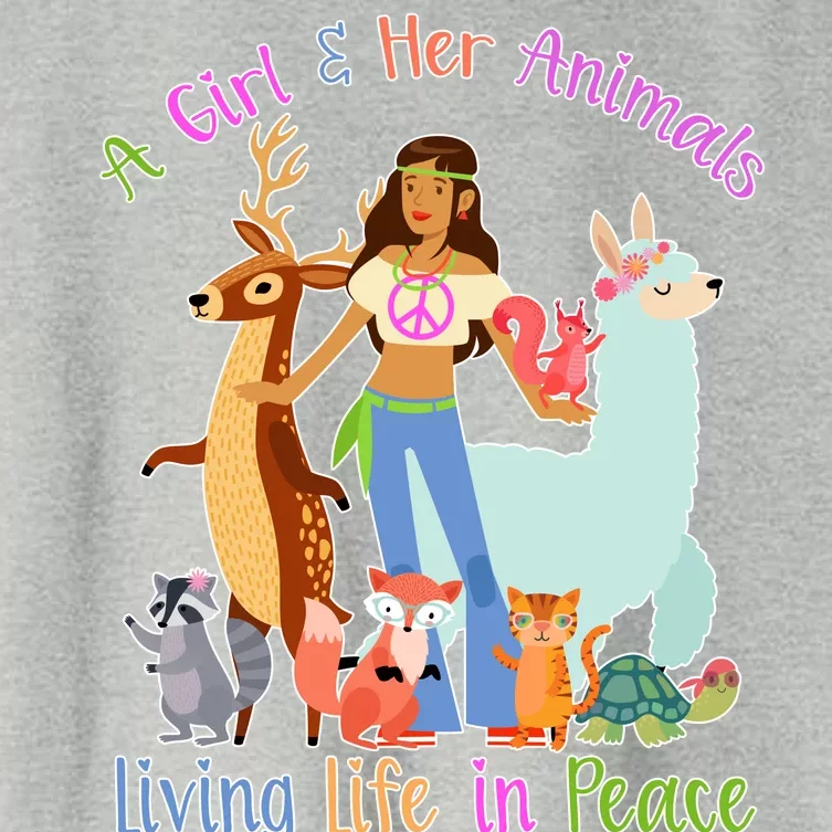 Hippie Girl And Her Animals Living Life Women's Crop Top Tee