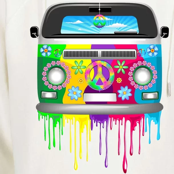 Hippie Van Dripping Rainbow Womens Funnel Neck Pullover Hood