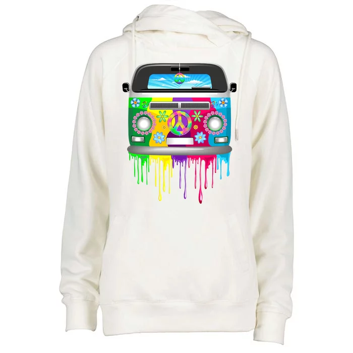 Hippie Van Dripping Rainbow Womens Funnel Neck Pullover Hood