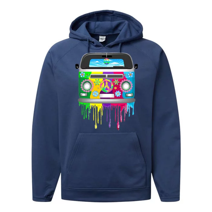 Hippie Van Dripping Rainbow Performance Fleece Hoodie