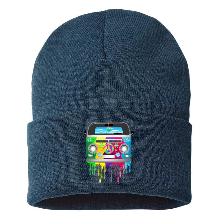 Hippie Van Dripping Rainbow Sustainable Knit Beanie