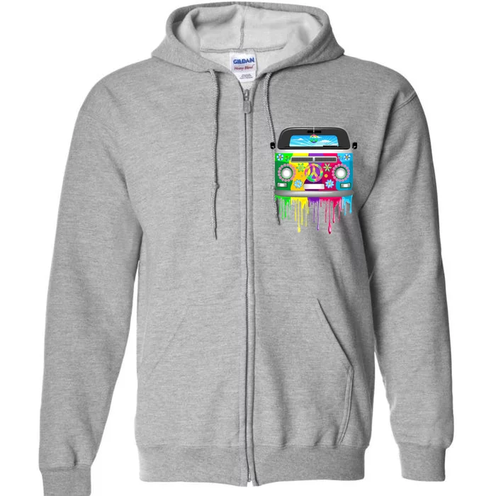 Hippie Van Dripping Rainbow Full Zip Hoodie