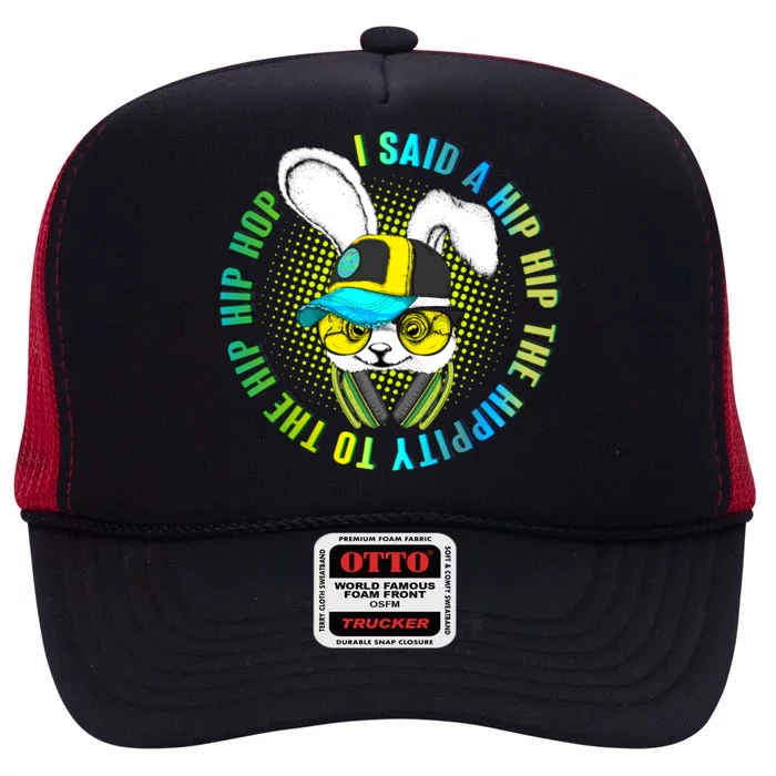 Hippity Hip Hop Bunny High Crown Mesh Trucker Hat