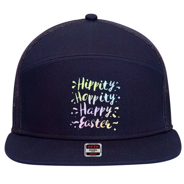 Hippity Hoppity Happy Easter 7 Panel Mesh Trucker Snapback Hat