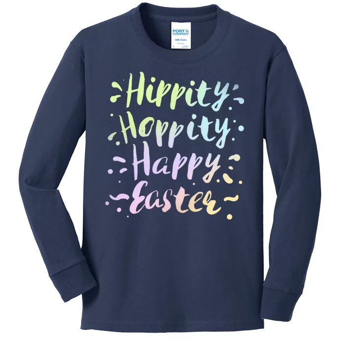 Hippity Hoppity Happy Easter Kids Long Sleeve Shirt