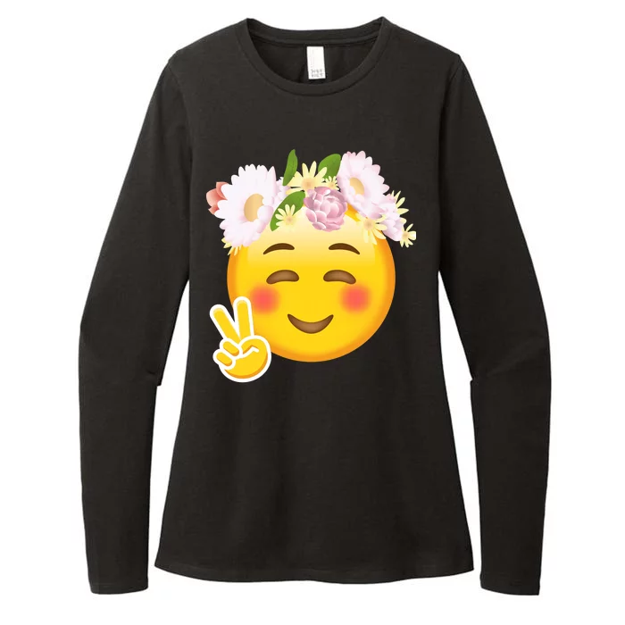 Hippy Smiley Face Peace Sign Womens CVC Long Sleeve Shirt