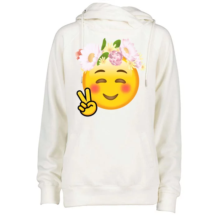 Hippy Smiley Face Peace Sign Womens Funnel Neck Pullover Hood