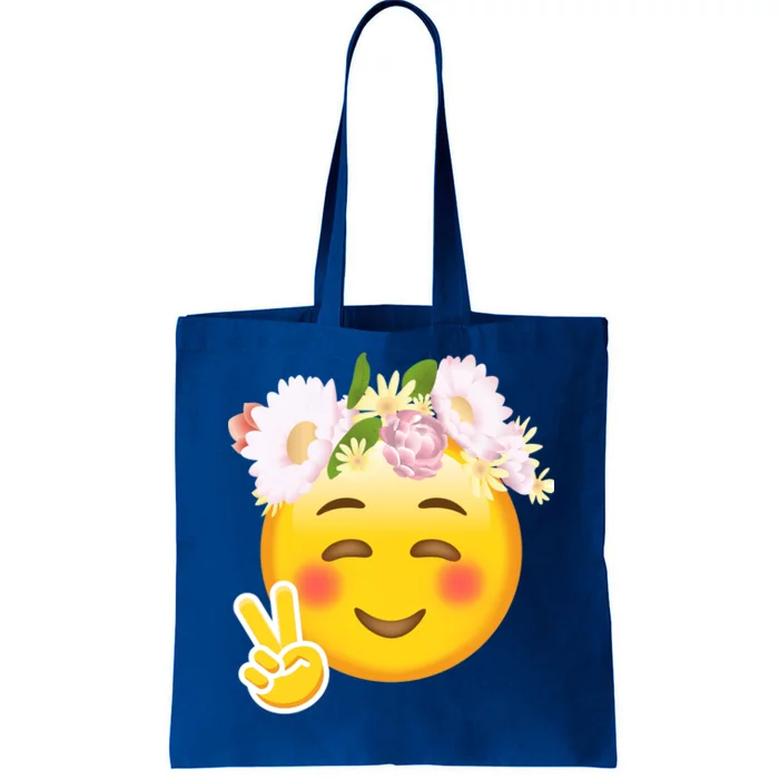 Hippy Smiley Face Peace Sign Tote Bag