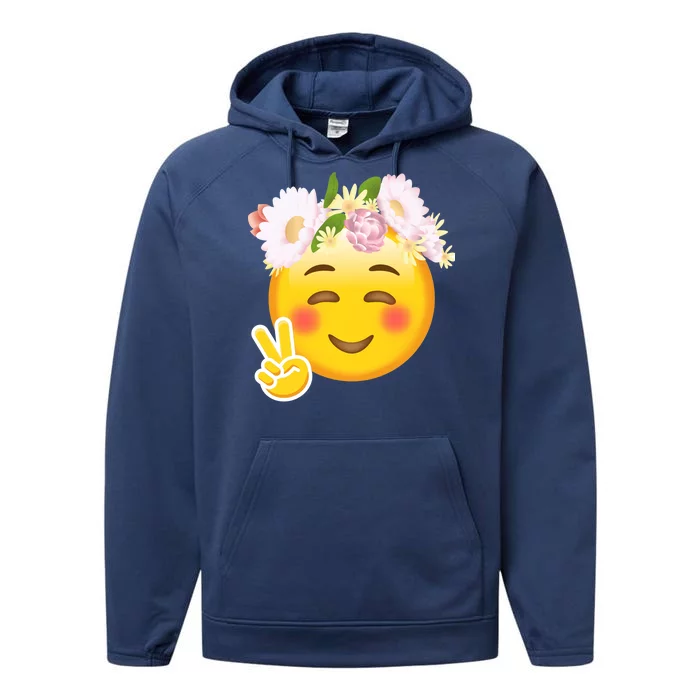 Hippy Smiley Face Peace Sign Performance Fleece Hoodie