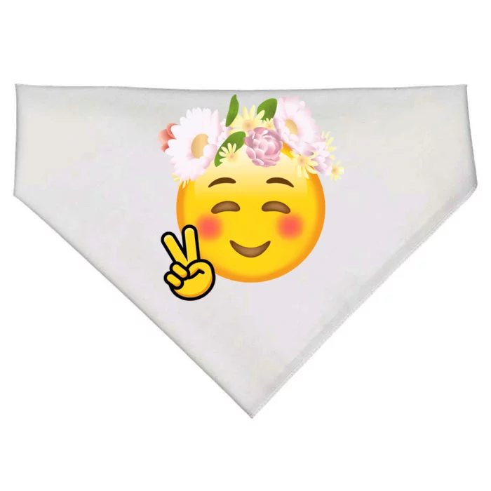 Hippy Smiley Face Peace Sign USA-Made Doggie Bandana